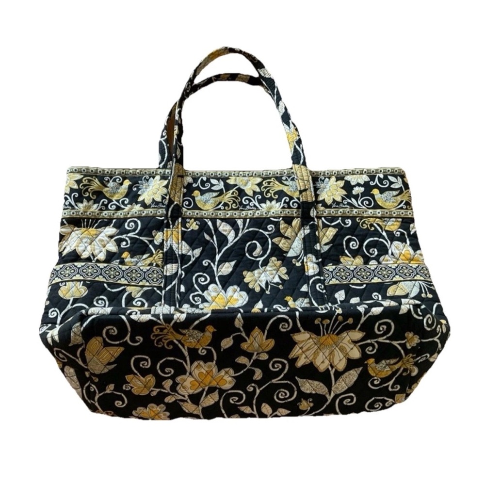 Vera Bradley Large Tote Bag Womens Shoulder Purse Quilted Floral Pockets Handbag
